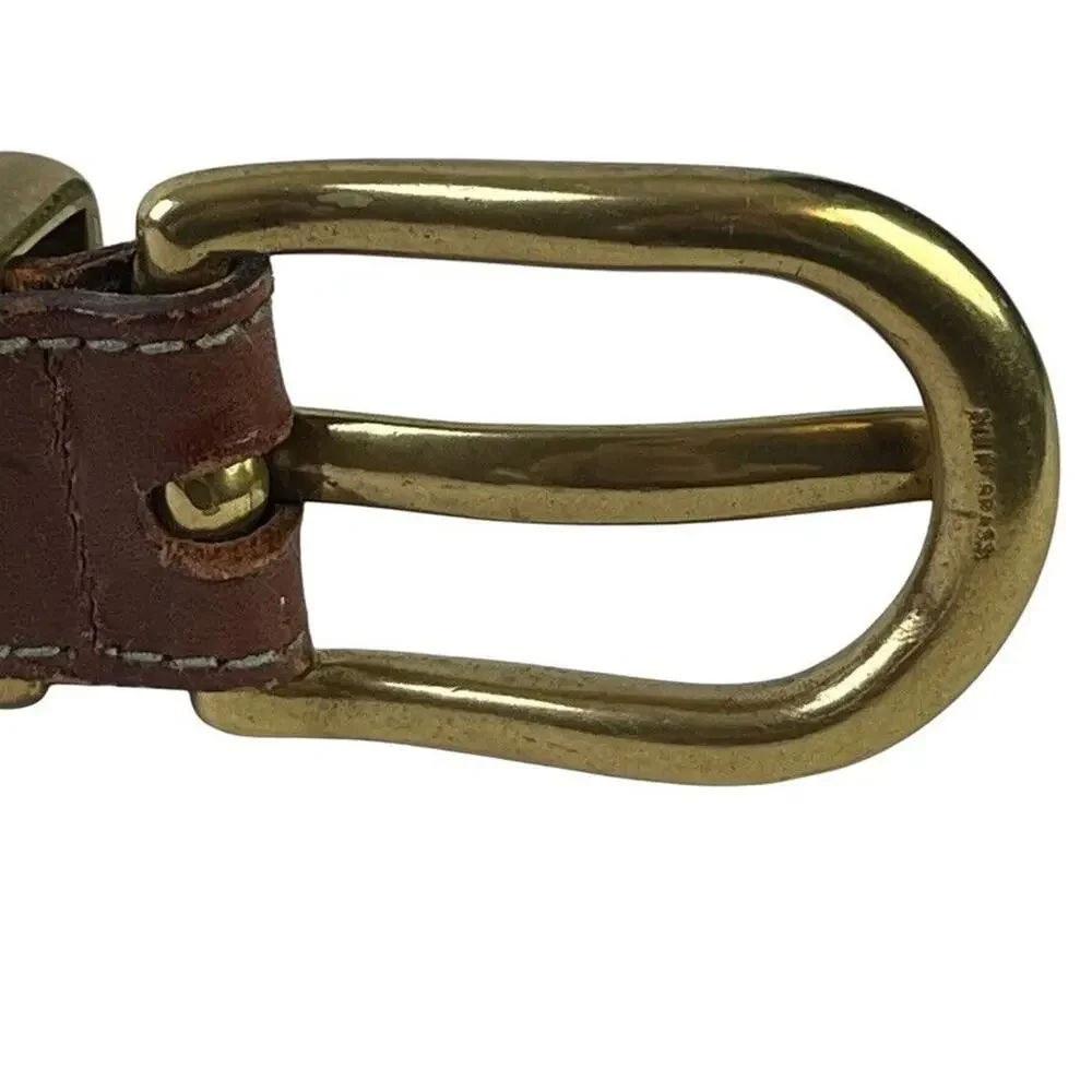Fossil Womens Leather Brown Tan Gold Tone Buckle Adjustable 1.25